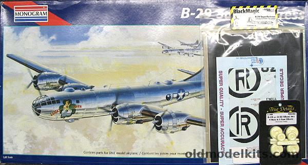 Monogram 1/48 Boeing B-29 Superfortress with Black Magic Masks - Super Scale Decals and True Details Resin Wheelset, 5706 plastic model kit